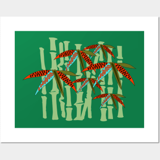 Japanese Bamboo Forest Colorful Foliage Posters and Art